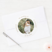 foto monogram elegant bruiloft klassieke ronde sti sticker (Envelop)