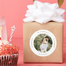 foto monogram elegant bruiloft klassieke ronde sti sticker