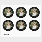 Foto Monogram Elegante Bruiloft Klassieke Ronde St Ronde Sticker (Vel)