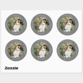 foto monogram elegante bruiloft ronde sticker (Vel)