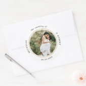 Foto Monogram Elegante Bruiloft Ronde Sticker (Envelop)