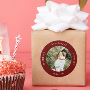 foto monogram elegante bruiloft ronde sticker