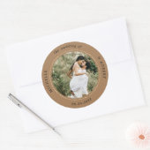 foto monogram elegante bruiloft ronde sticker (Envelop)