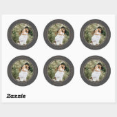 foto monogram elegante bruiloft ronde sticker (Vel)