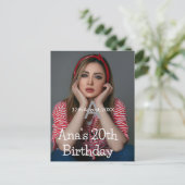 Foto monogram gelukkig 20ste verjaardag grijs wit  briefkaart (Staand voorkant)