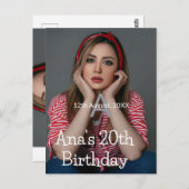 Foto monogram gelukkig 20ste verjaardag grijs wit  briefkaart (Voorkant / Achterkant)