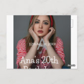 Foto monogram gelukkig 20ste verjaardag grijs wit  briefkaart (Achterkant)