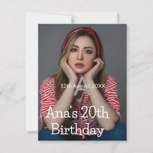 Foto monogram gelukkig 20ste verjaardag grijs wit  briefkaart