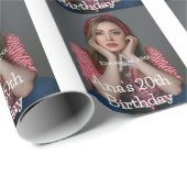 Foto monogram gelukkig 20ste verjaardag grijs wit  cadeaupapier (Rol Hoek)