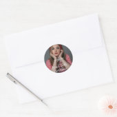 Foto monogram gelukkig 20ste verjaardag grijs wit ronde sticker (Envelop)