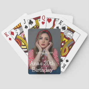 Foto monogram gelukkige 20e verjaardag grijs wit pokerkaarten