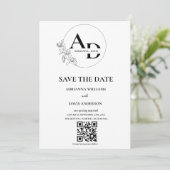 Foto monogram minimalistische QR code bruiloft Save The Date (Staand voorkant)