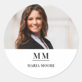 Foto monogram naam merk kleur bedrijf ronde sticker (Voorkant)