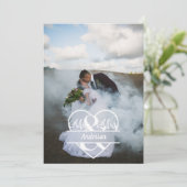 Foto Monogram Personaliseer Huwelijk Bedankkaart (Staand voorkant)