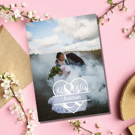 Foto Monogram Personaliseer Huwelijk  Bedankkaart