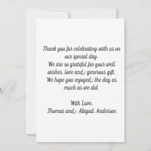 Foto Monogram Persoonlijke bruiloft Bedankkaart (Achterkant)