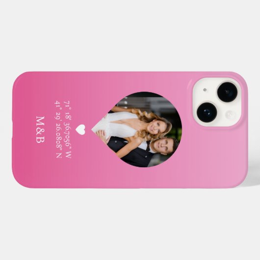 Foto: Monogram Romantic Heart Coodinates Modern Case-Mate iPhone Case (Achterkant (horizontaal))