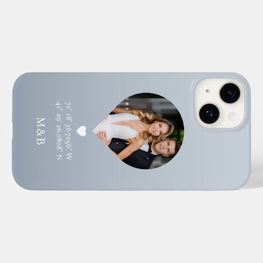 Foto: Monogram Romantic Heart Coodinates Modern Case-Mate iPhone Case (Achterkant (horizontaal))