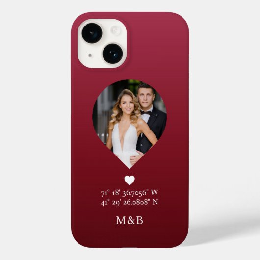 Foto: Monogram Romantic Heart Coodinates Modern Case-Mate iPhone Case (Achterkant)