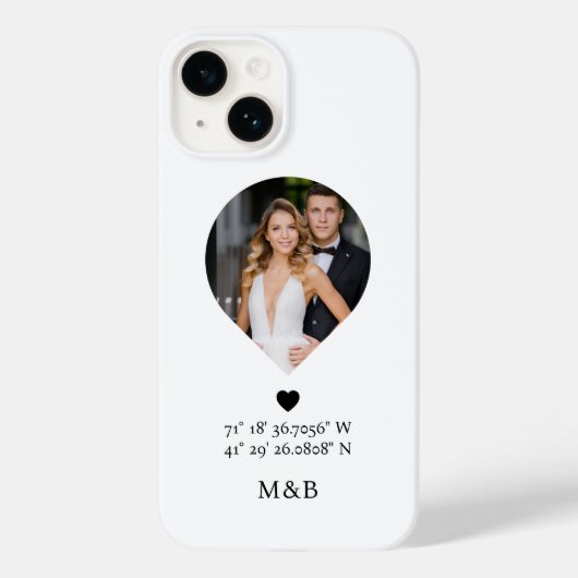 Foto: Monogram Romantic Heart Coodinates Modern Case-Mate iPhone Case (Achterkant)