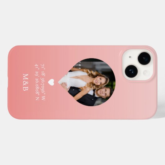 Foto: Monogram Romantic Heart Coodinates Modern Case-Mate iPhone Case (Achterkant (horizontaal))