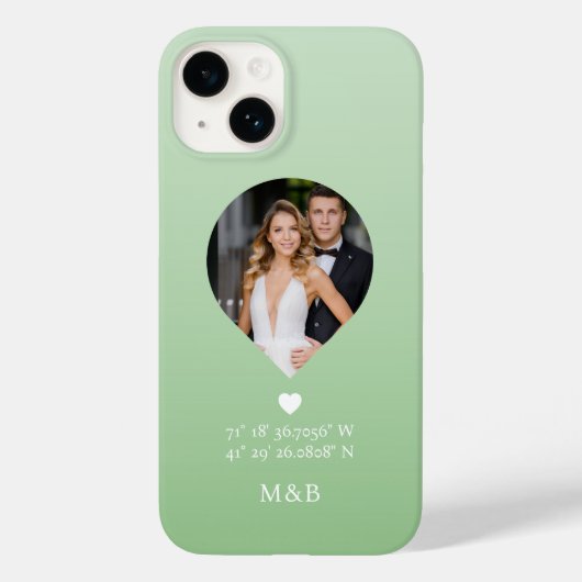 Foto: Monogram Romantic Heart Coodinates Modern Case-Mate iPhone Case (Achterkant)