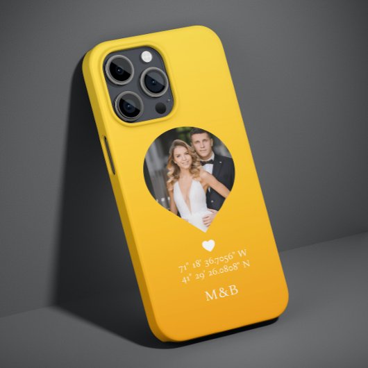 Foto: Monogram Romantic Heart Coodinates Modern Case-Mate iPhone Case