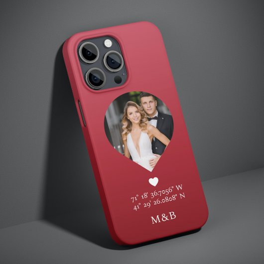 Foto: Monogram Romantic Heart Coodinates Modern Case-Mate iPhone Case