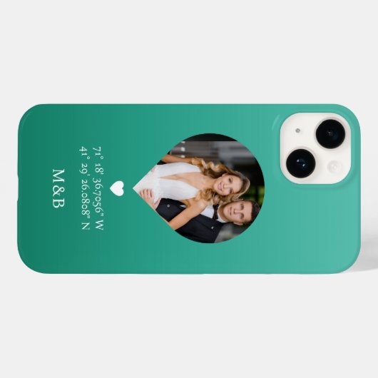 Foto: Monogram Romantic Heart Coodinates Modern Case-Mate iPhone Case (Achterkant (horizontaal))