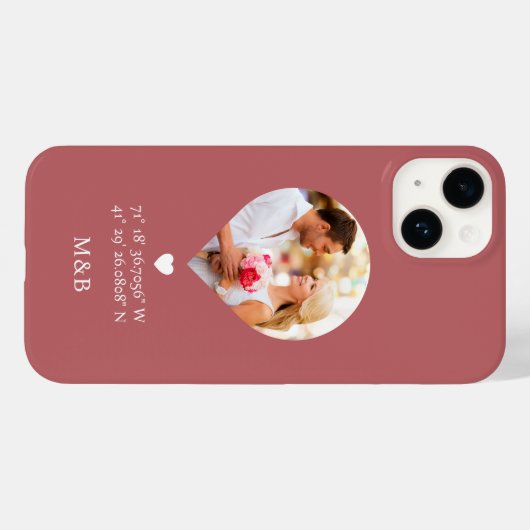 Foto: Monogram Romantic Heart Coodinates Modern Case-Mate iPhone Case (Achterkant (horizontaal))