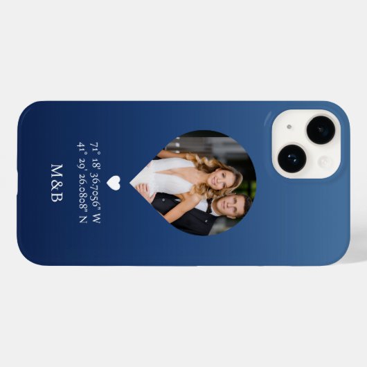 Foto: Monogram Romantic Heart Coodinates Modern Case-Mate iPhone Case (Achterkant (horizontaal))