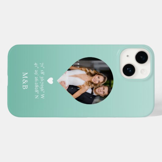 Foto: Monogram Romantic Heart Coodinates Modern Case-Mate iPhone Case (Achterkant (horizontaal))