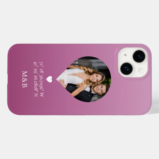 Foto: Monogram Romantic Heart Coodinates Modern Case-Mate iPhone Case (Achterkant (horizontaal))