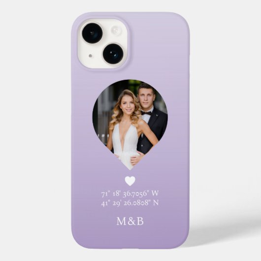 Foto: Monogram Romantic Heart Coodinates Modern Case-Mate iPhone Case (Achterkant)