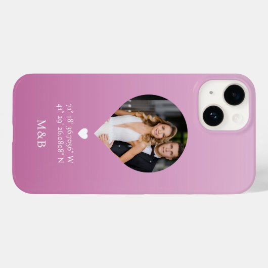 Foto: Monogram Romantic Heart Coodinates Modern Case-Mate iPhone Case (Achterkant (horizontaal))