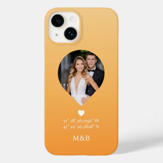 Foto: Monogram Romantic Heart Coodinates Modern Case-Mate iPhone Case (Achterkant)