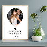 Foto: Monogram Romantic Heart Coodinates Modern Poster<br><div class="desc">Foto Monogram Romantic Heart Coodinates Modern Poster Wall Art biedt je favoriete foto met je monogram en aangepaste coördinaten van de lengte- en breedtegraad die speciaal voor je zijn in moderne scripttypografie. Perfect geschenk voor bruiloften,  verjaardag,  Kerstmis,  Valentijnsdag,  jubileum en nog veel meer. Ontworpen door ©Evco Studio www.zazzle.com/store/evcostudio</div>
