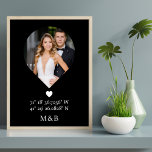 Foto: Monogram Romantic Heart Coodinates Modern Poster<br><div class="desc">Foto Monogram Romantic Heart Coodinates Modern Poster Wall Art biedt je favoriete foto met je monogram en aangepaste coördinaten van de lengte- en breedtegraad die speciaal voor je zijn in moderne scripttypografie. Perfect geschenk voor bruiloften,  verjaardag,  Kerstmis,  Valentijnsdag,  jubileum en nog veel meer. Ontworpen door ©Evco Studio www.zazzle.com/store/evcostudio</div>