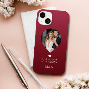 Foto Monogram Romantisch Hart Coodinaten Modern Case-Mate iPhone 14 Hoesje