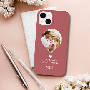 Foto Monogram Romantisch Hart Coodinaten Modern Case-Mate iPhone 14 Hoesje