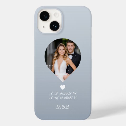Foto Monogram Romantisch Hart Coördinaten Modern Case-Mate iPhone Case (Achterkant)