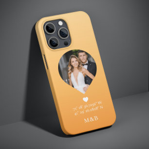 Foto Monogram Romantisch Hart Coördinaten Modern Case-Mate iPhone 14 Hoesje