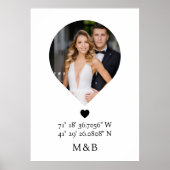 Foto Monogram Romantisch Hart Coörineert Modern Poster (Voorkant)