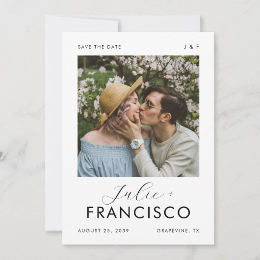 foto Monogram Romantische bruiloft Save The Date (Voorkant)