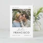 foto Monogram Romantische bruiloft Save The Date (Staand voorkant)