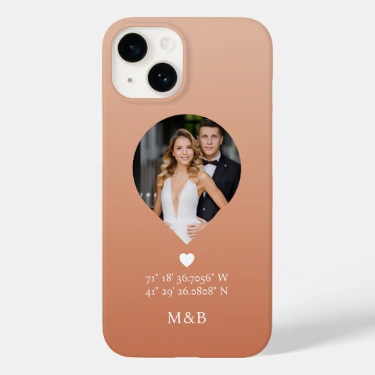Foto Monogram Romantische Hart Coördinaten Case-Mate iPhone Case (Achterkant)