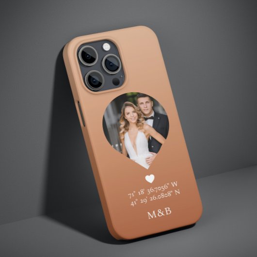 Foto Monogram Romantische Hart Coördinaten Modern Case-Mate iPhone Case