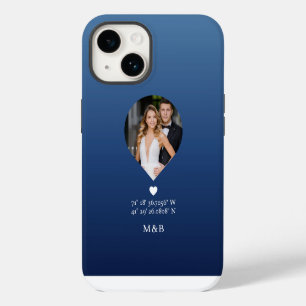 Foto Monogram Romantische Hart Coördinaten Modern iPhone 14 Hoesje