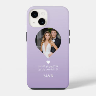 Foto Monogram Romantische Hart Coördinaten Modern iPhone 14 Hoesje