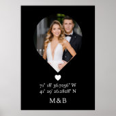 Foto Monogram Romantische Hart Coördinaten Modern Poster (Voorkant)